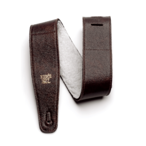 2.5" Adjustable Italian Leather Strap with Fur Padding - Chestnut