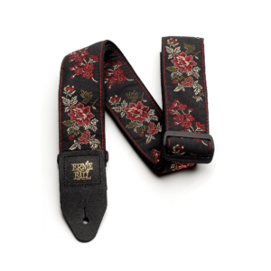 Red Rose Jacquard Guitar Strap