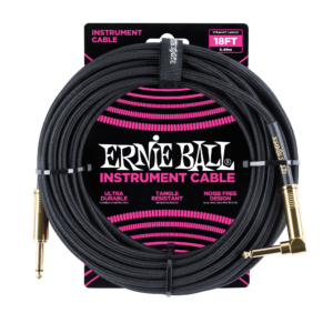 18' Braided Straight / Angle Instrument Cable - Black