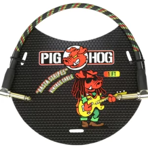Pig Hog  "Rasta Stripe" 1ft Right Angled Patch Cables