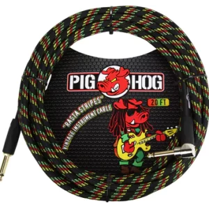 Pig Hog "Rasta Stripes" Instrument Cable, 20ft. Right Angle