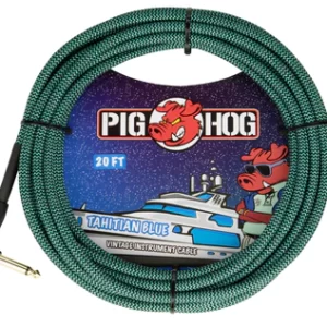 Pig Hog "Tahitian Blue" Instrument Cable, 20ft. Right Angle