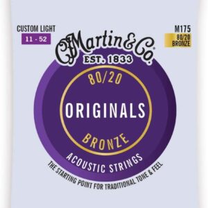 Martin Guitar Original Acoustic M175 (80/20 Bronze) - Custom Light Gauge Guitar Strings