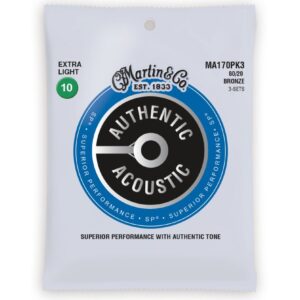 Martin MA170 Authentic Acoustic SP 80/20 Bronze Extra Light Guitar Strings