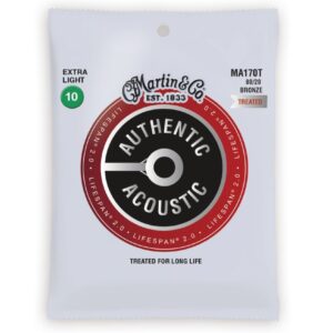 Martin MA170T Authentic Acoustic Lifespan 80/20 Bronze Extra Light Guitar Strings