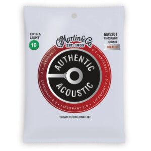 Martin MA530T Authentic Acoustic Lifespan 92/8 Phosphor Bronze Extra Light Guitar Strings