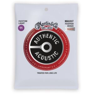Martin MA535T Authentic Acoustic Lifespan 92/8 Phosphor Bronze Custom Guitar Strings